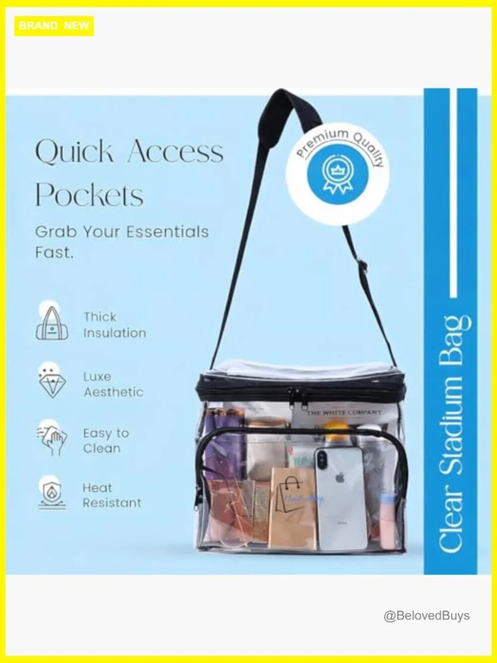 Clear Stadium Approved Crossbody Bag Transparent Tote PVC Travel Security
